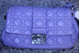 RRP £1,700 Dior Violet Lock Flap Shoulder Bag, Calf Leather, Violet Leather Straps, 24X17X12Cm (