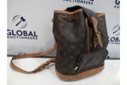 RRP £1800 Louis Vuitton Montsouris Brown Coated Monogram Canvas Vachetta Golden Brass Shoulder