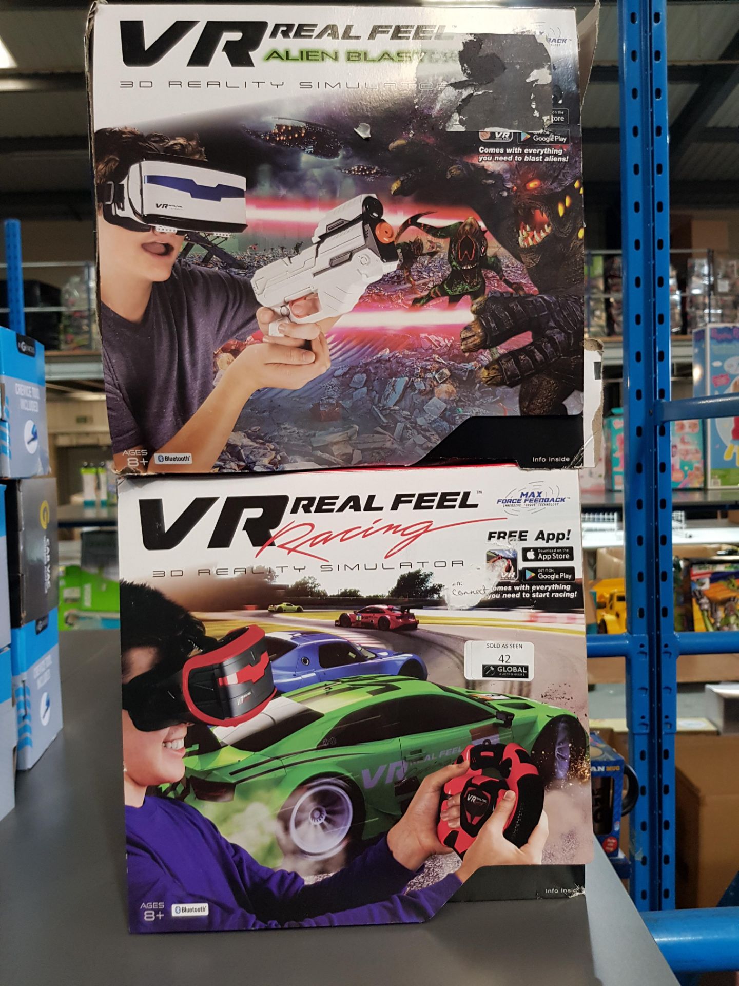 2 ITEMS – 1 X VR REAL FEEL ALIEN BLAST & 1 X VR FEEL REAL RACING