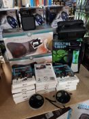 22 ITEMS – MIXED LOT TO INC WELL BEING MINI MASSAGE CUSHION, WIRELESS SPEAKERS & RED5 LED STRIPLIGHT