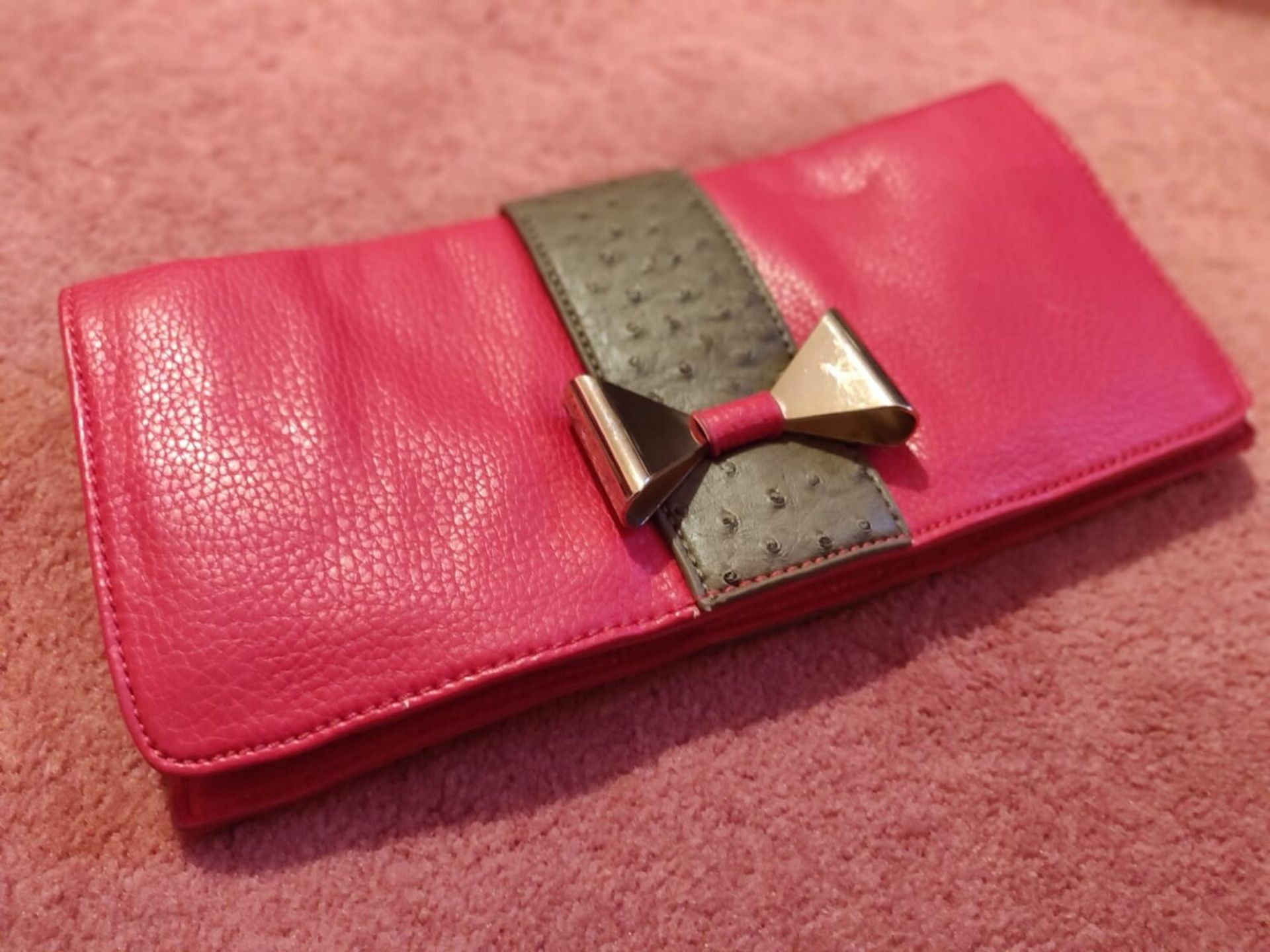 Ladies red leather clutch bag, from ASOS. Hardly used.