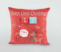 RRP £85 Box To Contain 12 Bagged Brand New Red Christmas Countdown Cushions