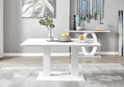 RRP £180 Boxed Metro Lane Eucptus Dining Table In White (16889) (Appraisals Available On Request) (