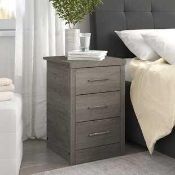 RRP £55 Boxed Mercury Row Kelton 3 Drawer Bedside Table (16671)(Appraisals Available On Request) (