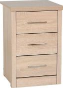 RRP £65 Boxed Maliyah 3 Drawer Bedside Table (17815)(Appraisals Available On Request) (Pictures