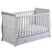RRP £149 Boxed 4Baby Grey Wooden Sleigh Cot Bed (Appraisals Available On Request) (Pictures For