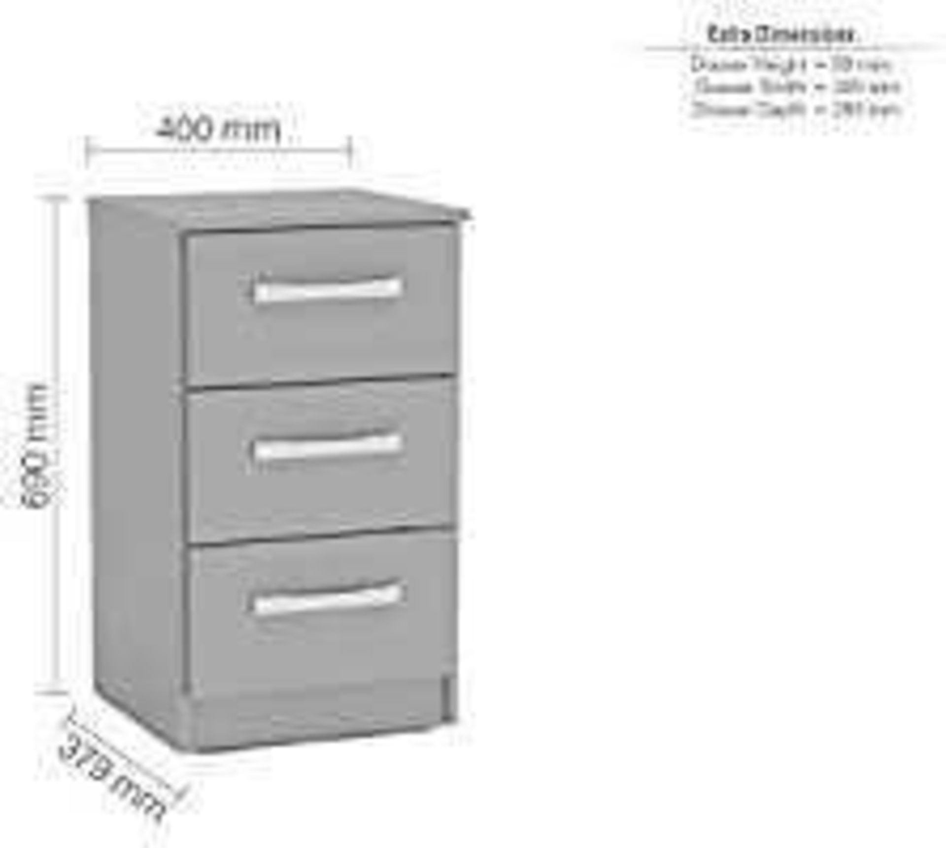 RRP £100 Boxed Lynx 3 Drawer Bedside Table In Grey (Appraisals Available On Request) (Pictures For - Image 2 of 2