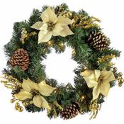 RRP £40 Boxed The Seasonal Aisle Pre Lit Illuminated 60Cm Christmas Wreath (10420)