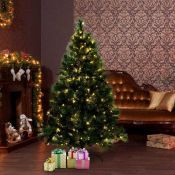 RRP £100 Lot To Contain A 5Ft Green Spruce Artificial Christmas Tree With 100 Warm White Lights