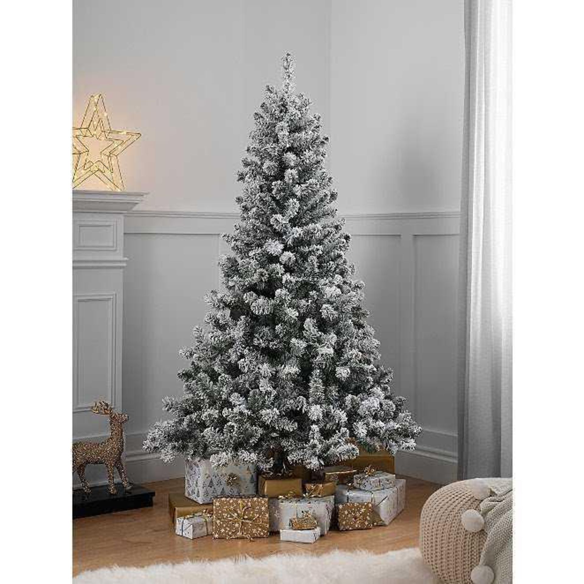 RRP £50 Boxed George Home 6Ft Pre Lit Snowy Pine Tree