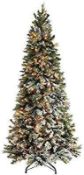 RRP £130 Lot To Contain Werchristmas Pre-Lit Slim Snow Flocked Spruce Christmas Tree With 400 Chasin