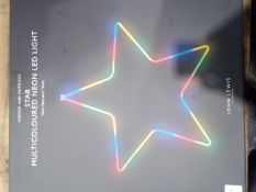 RRP £30 Boxed John Lewis Indoor And Outdoor Multi Coloured Neon Star Led Light