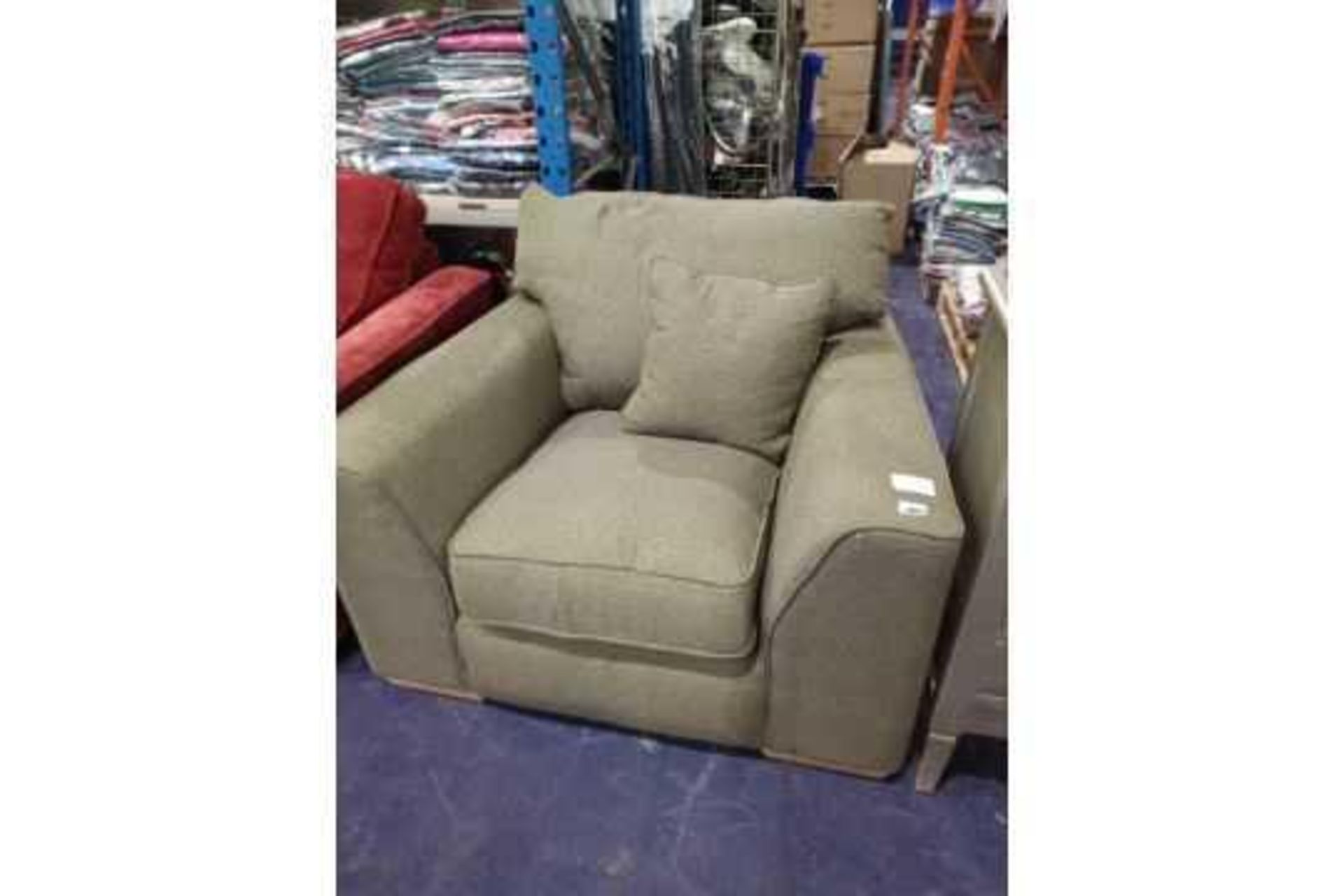 RRP 350 Designer Fabric Green Armchair (Appraisals Available Upon Request) (Images for