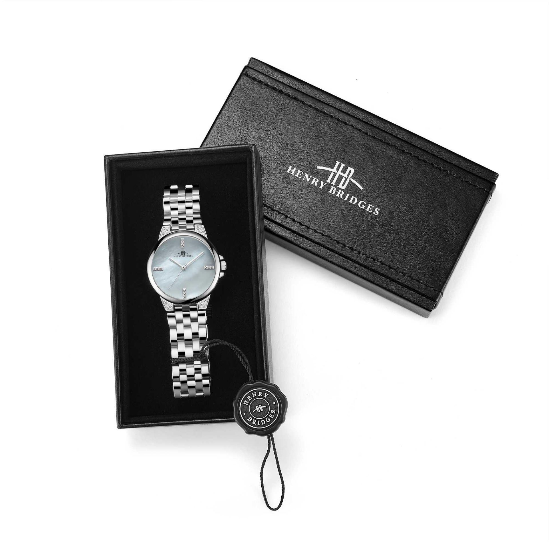 RRP £385 Ladies Henry Bridges Harrington Steel White Watch With Alloy Strap