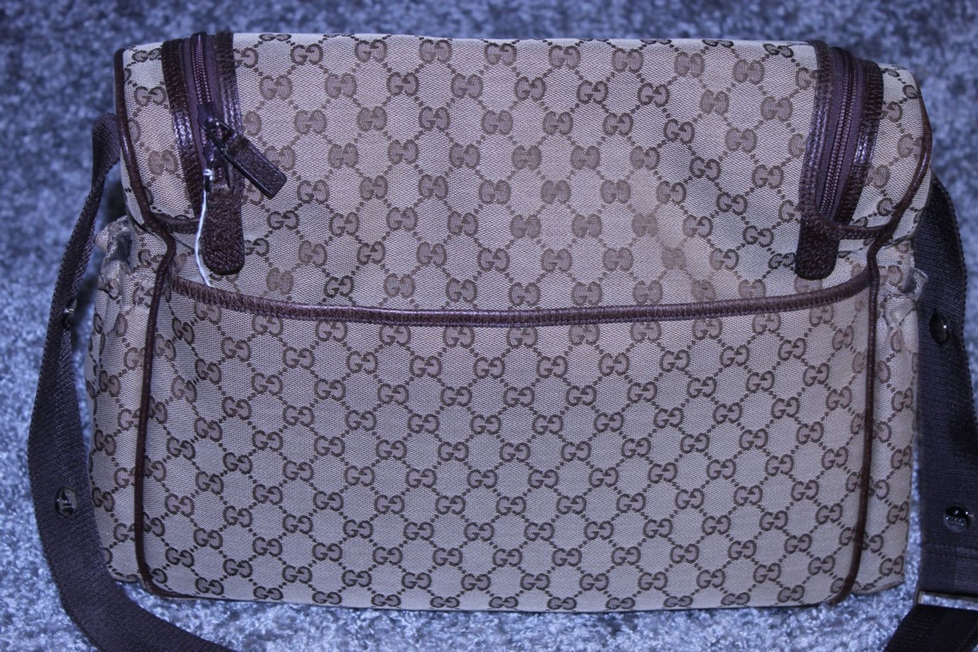 RRP £1,200 Gucci Original Diaper Bag, Beige/Dark Brown Monogramme Canvas, 36X28X12Cm (Production - Image 2 of 5