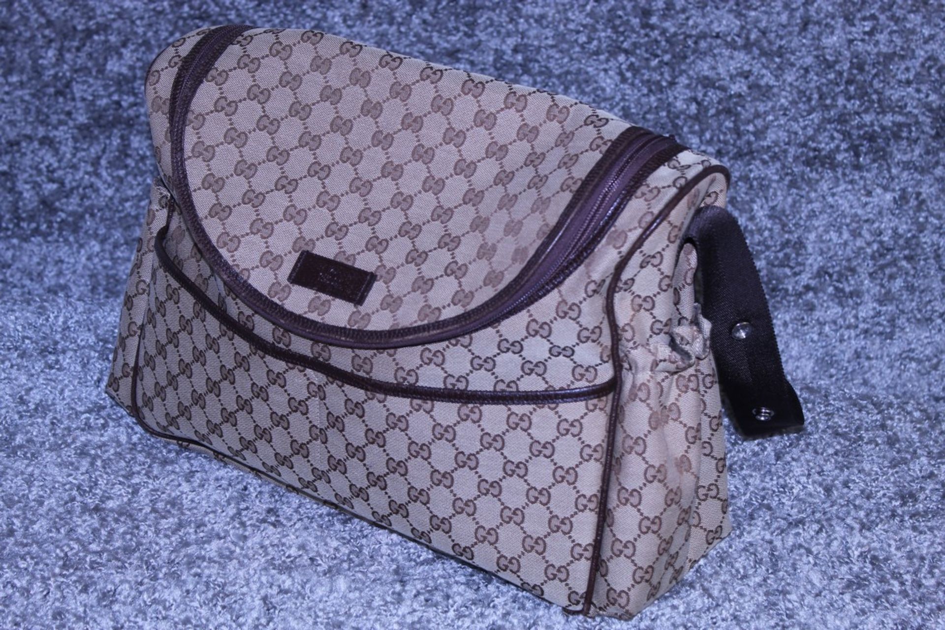 RRP £1,200 Gucci Original Diaper Bag, Beige/Dark Brown Monogramme Canvas, 36X28X12Cm (Production - Image 3 of 5