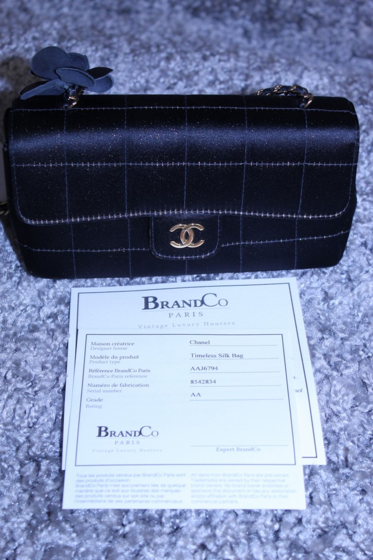 RRP £3,500 Chanel Timess Silk Bag, Black Canvas Square Quilted, Gold Chain Handles (Production - Image 4 of 4