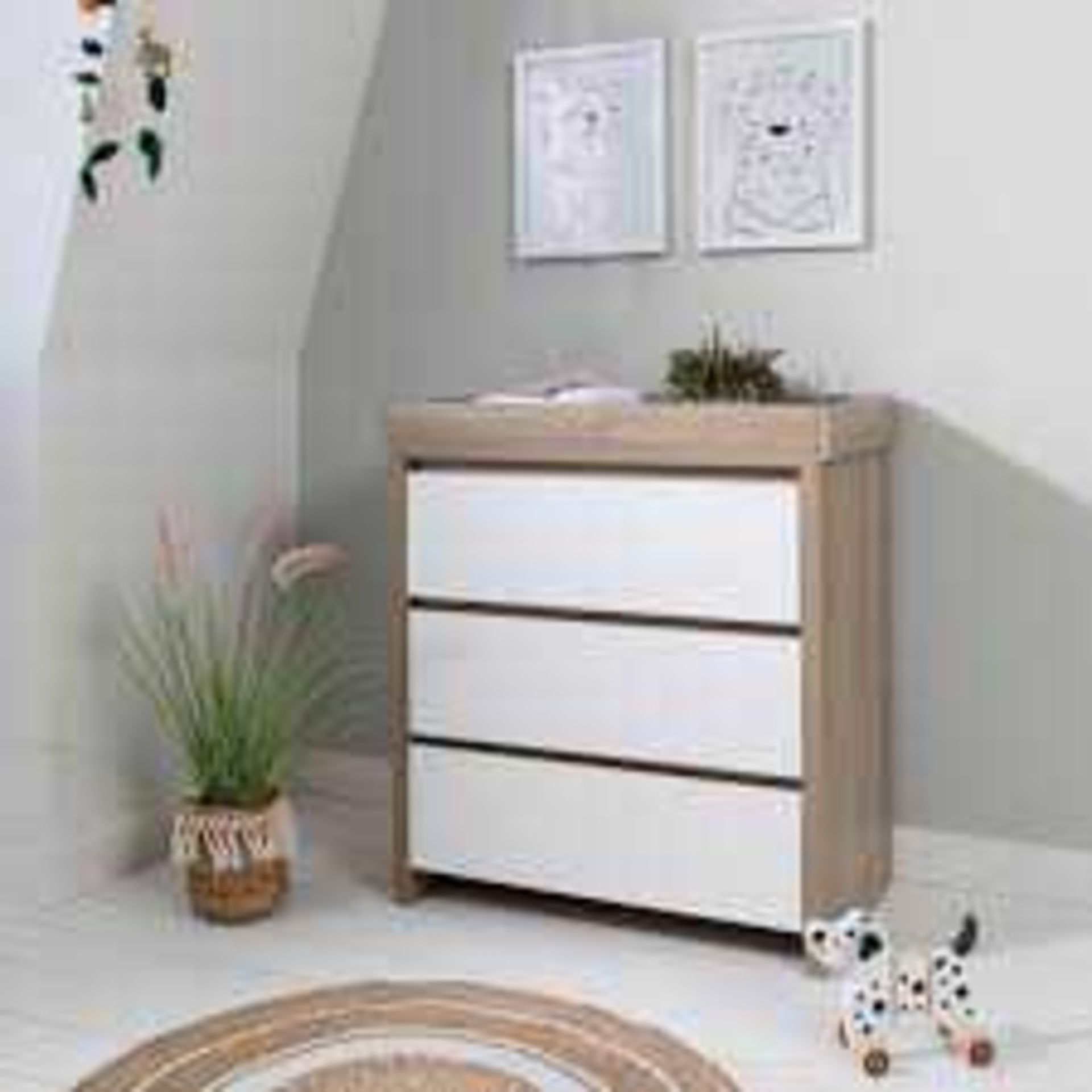 RRP £150 Boxed Tatti Bambini Modena White And Oak Changing Unit (17833) (Appraisals Available On