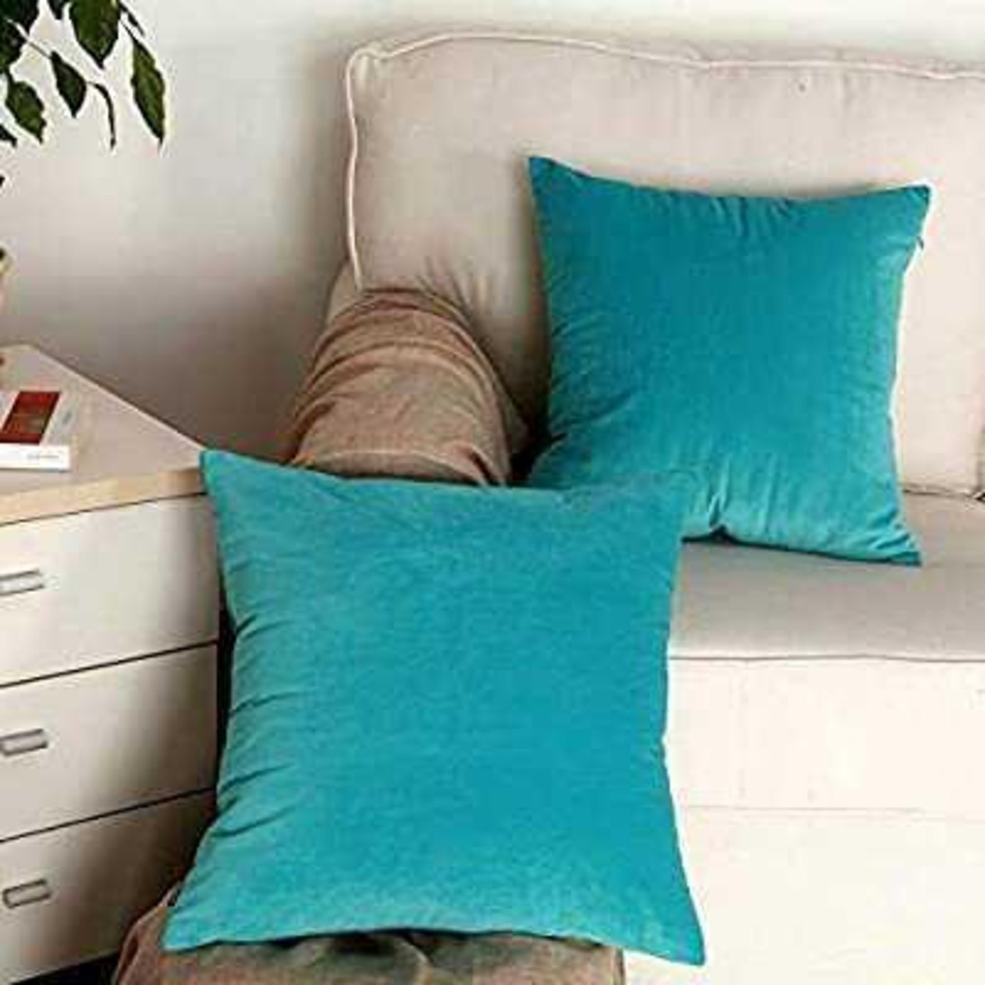 RRP £50 Each Designer John Lewis Loaf Squared Teal Blue Cushions