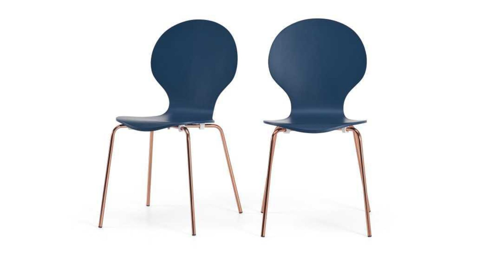 RRP £69 Boxed Set Of 2 Kitsch Dining Chairs, Blue And Copper