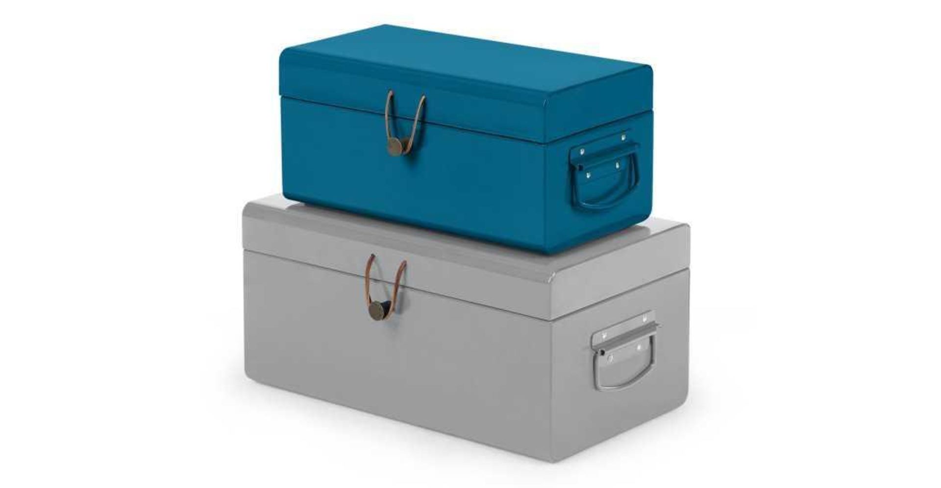 RRP £39 Daven Set Of 2 Small Metal Storage Trunks