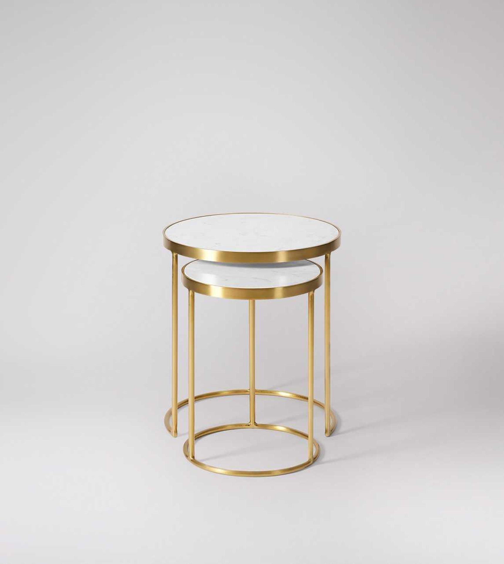RRP £229 SWOON Seymour Side Table Nest in White Marble and Brass