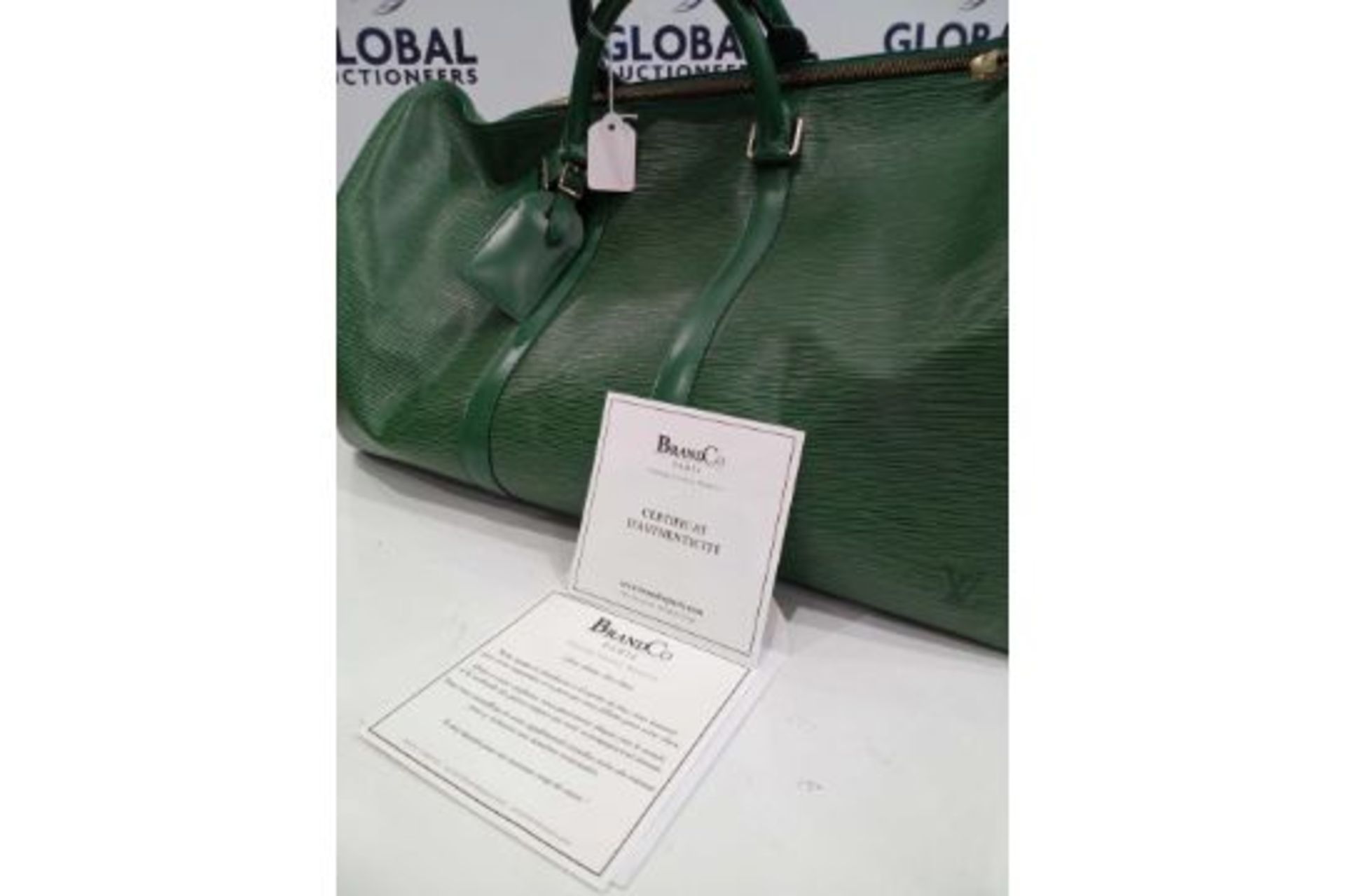 RRP £1450 Louis Vuitton Keepall 50 Green Calf Leather Epi Green Leather Golden Brass Travel Bag ( - Image 4 of 4