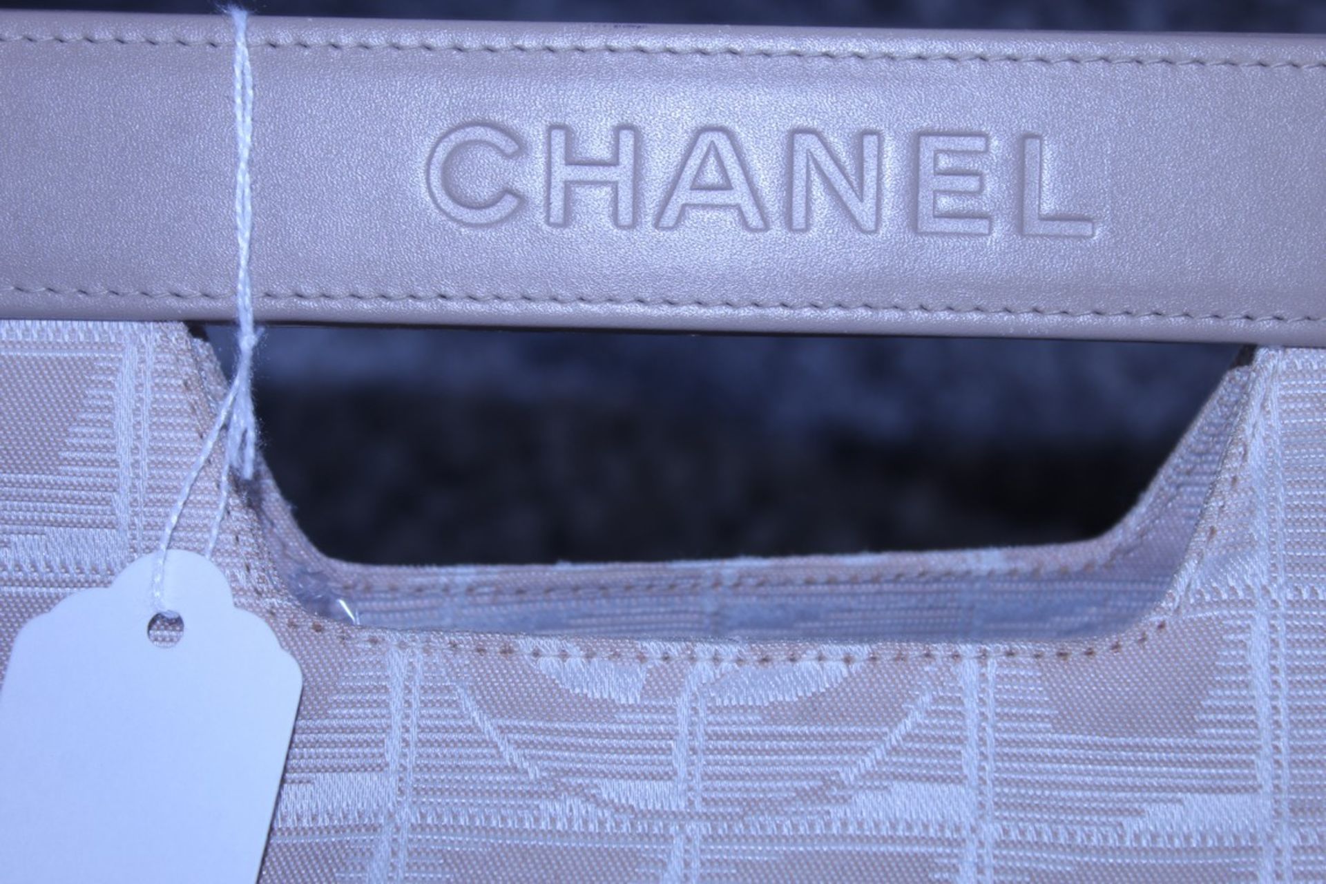 RRP £1,040 Chanel Travel Line Handbag, Beige Jacquard Canvas Travel Line Top Handle Bag, 28.5X29X3Cm - Image 3 of 5