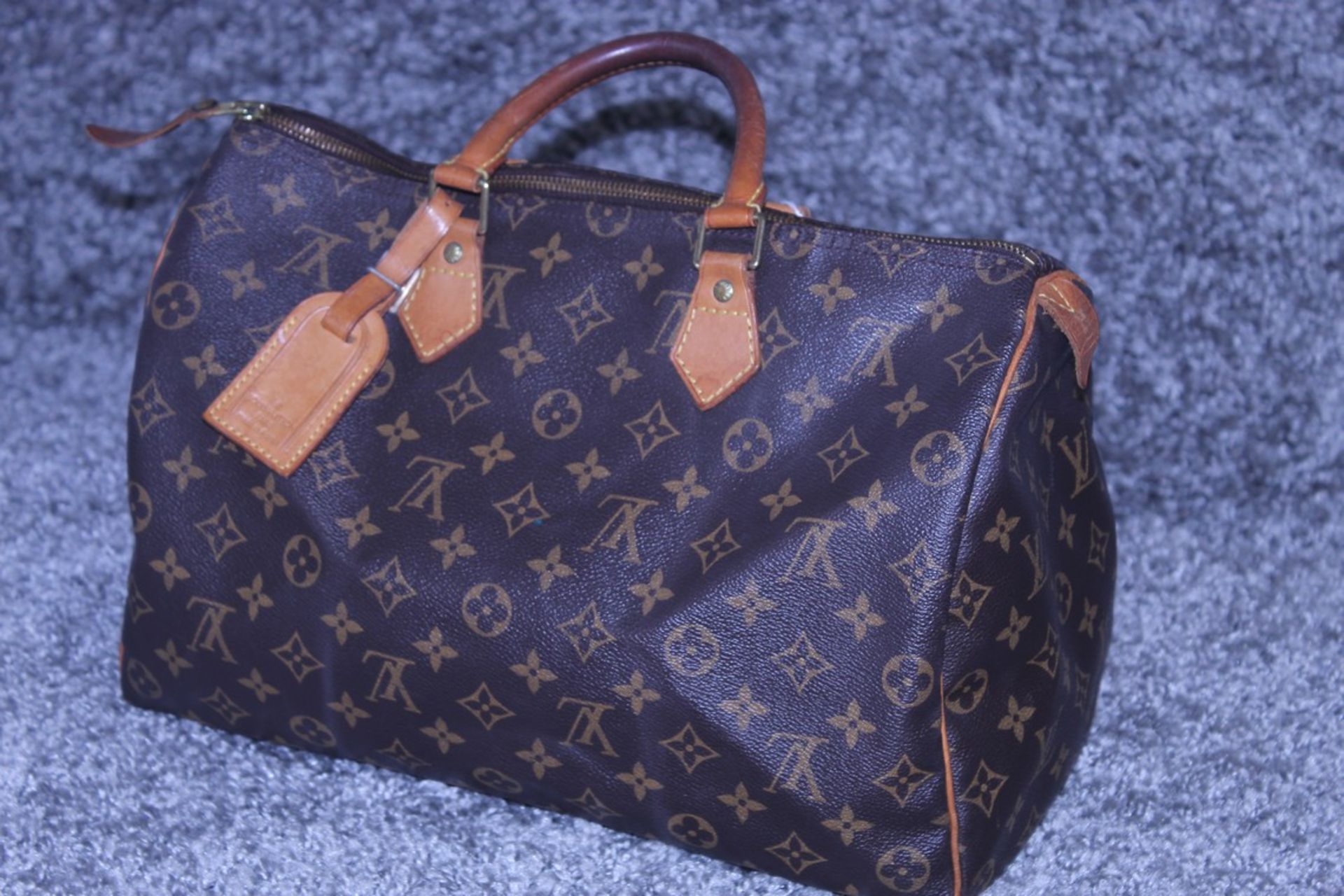 RRP £1150 Louis Vuitton Speedy Size 35 Brown Coated Canvas/Monogram Canvas Vachetta Strap Handled - Image 3 of 5