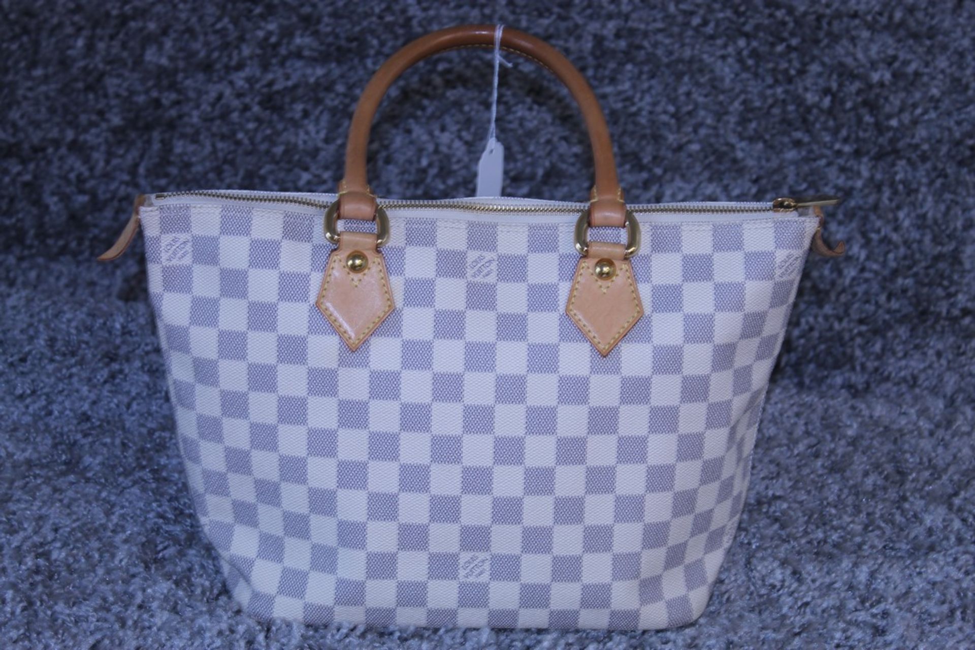 RRP £2,200 Louis Vuitton Saleya Handbag, Size Pm, Ivory Damier Azur Coated Canvas, 37X24X14Cm, (