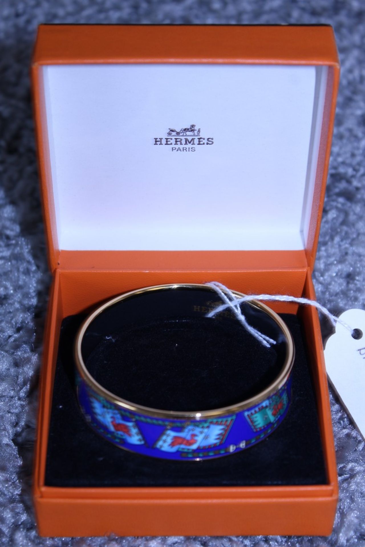 RRP £600 Hermes Enamel Bangle, Duck Flag Motif Blue/Red/Green 7Cm Diameter, Condition Rating Aa, (