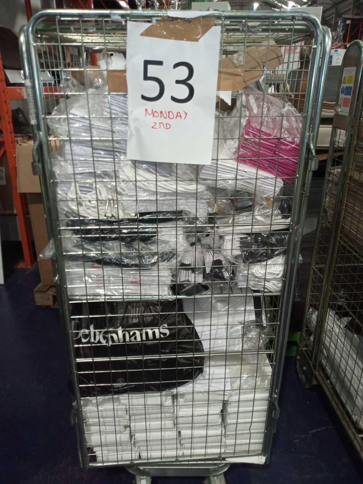 Cage To Contain A Large Assortment Of Items To Include Dior Xmas Shop Bags, Facial Tissue, Medium