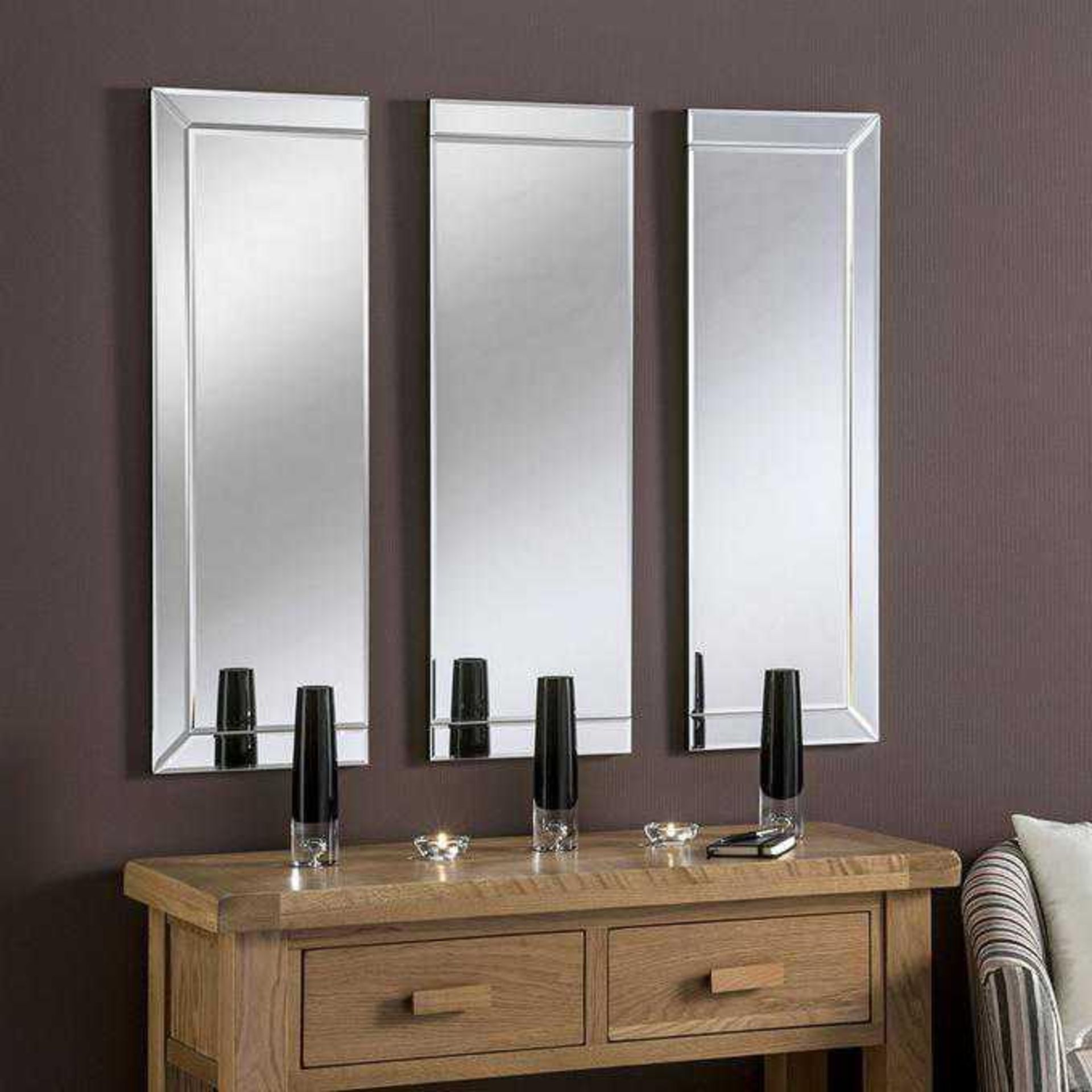RRP £200 Boxed Quality Bevelled 3-Piece Mirror Set Mirror Size 60 X 72 Cm