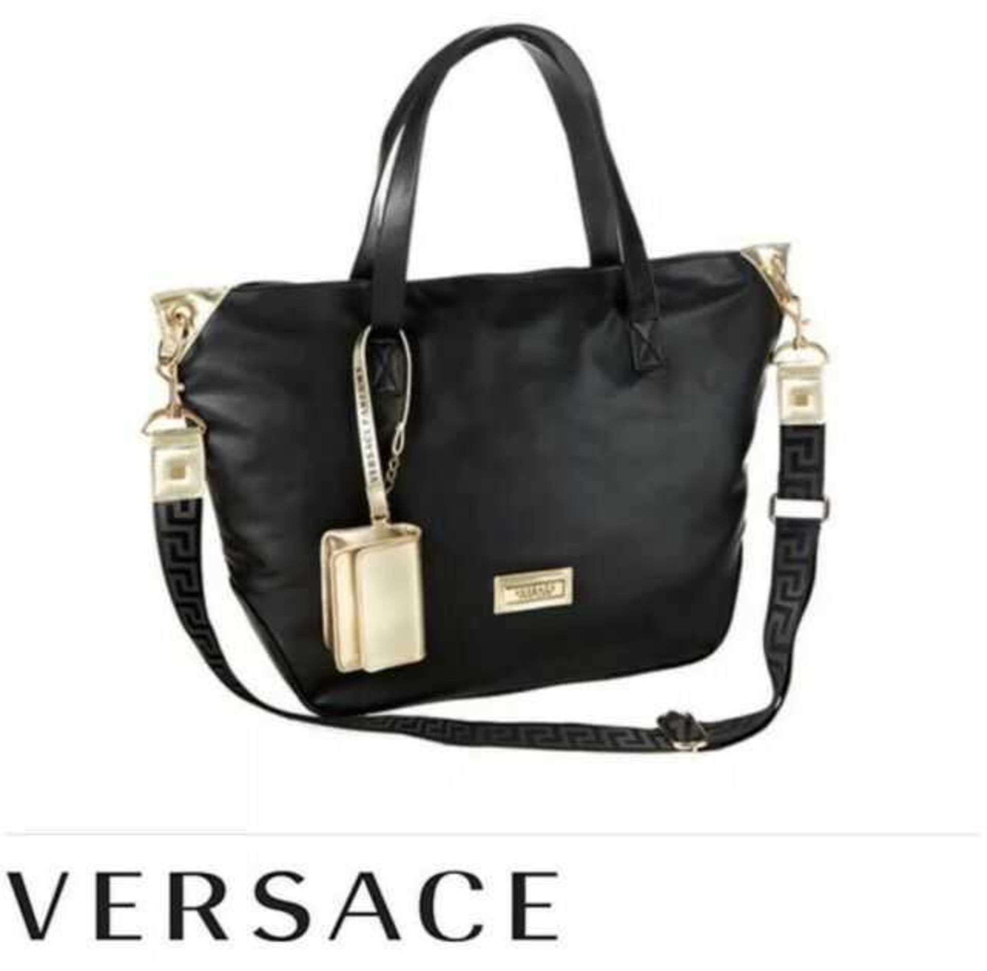 RRP £200 Bagged Brand New Versace Parfums Ladies Leather Blackhandbag