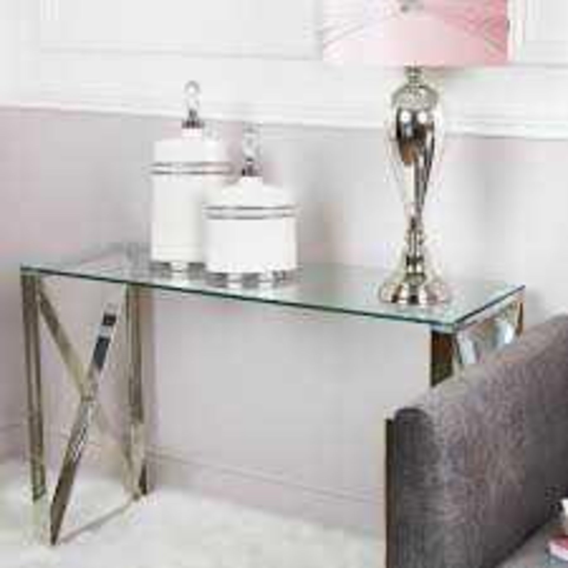 RRP £100 Boxed Home Cimc Glass Console Table