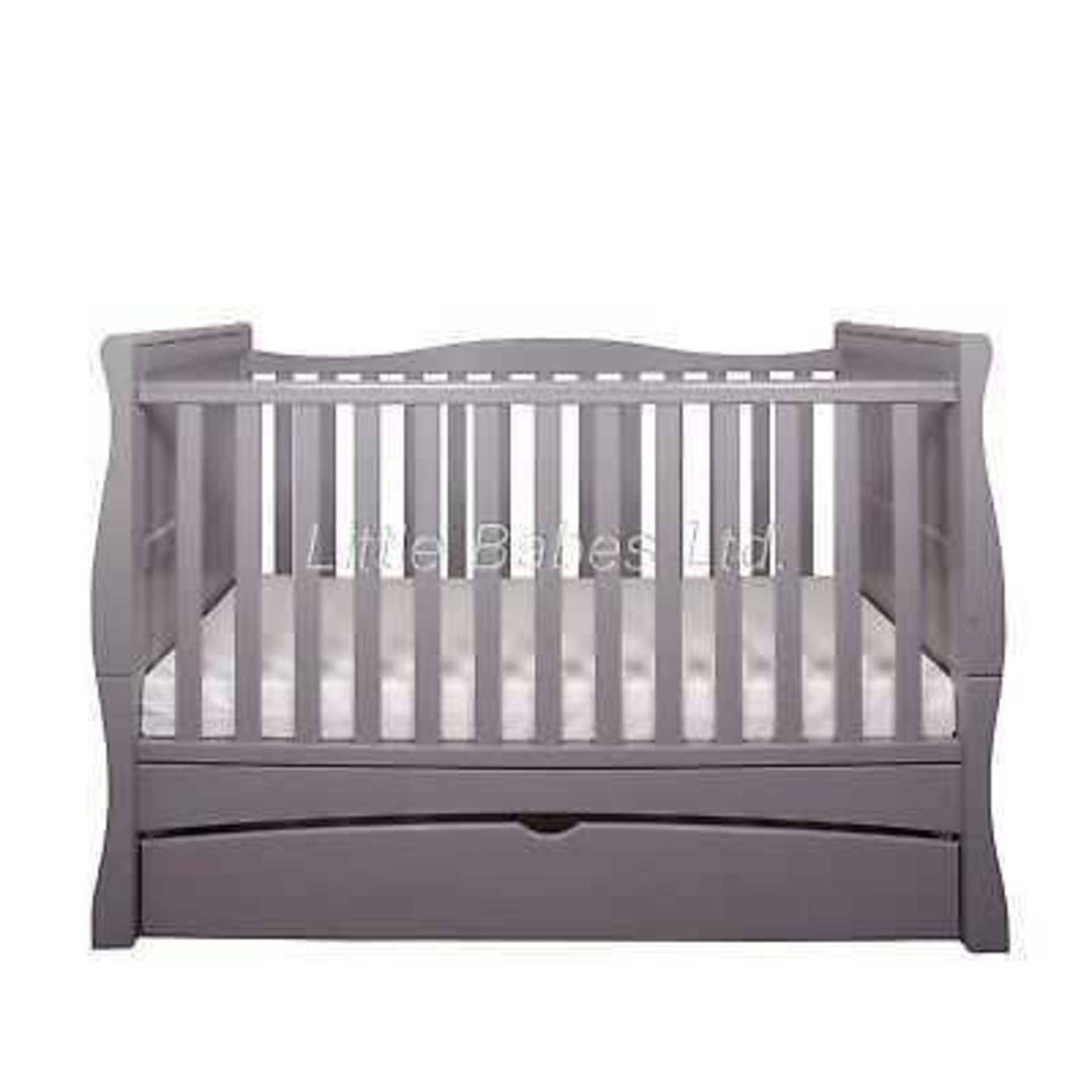 RRP £149 Boxed 4Baby 3In1 Sleight Grey Cot Bed