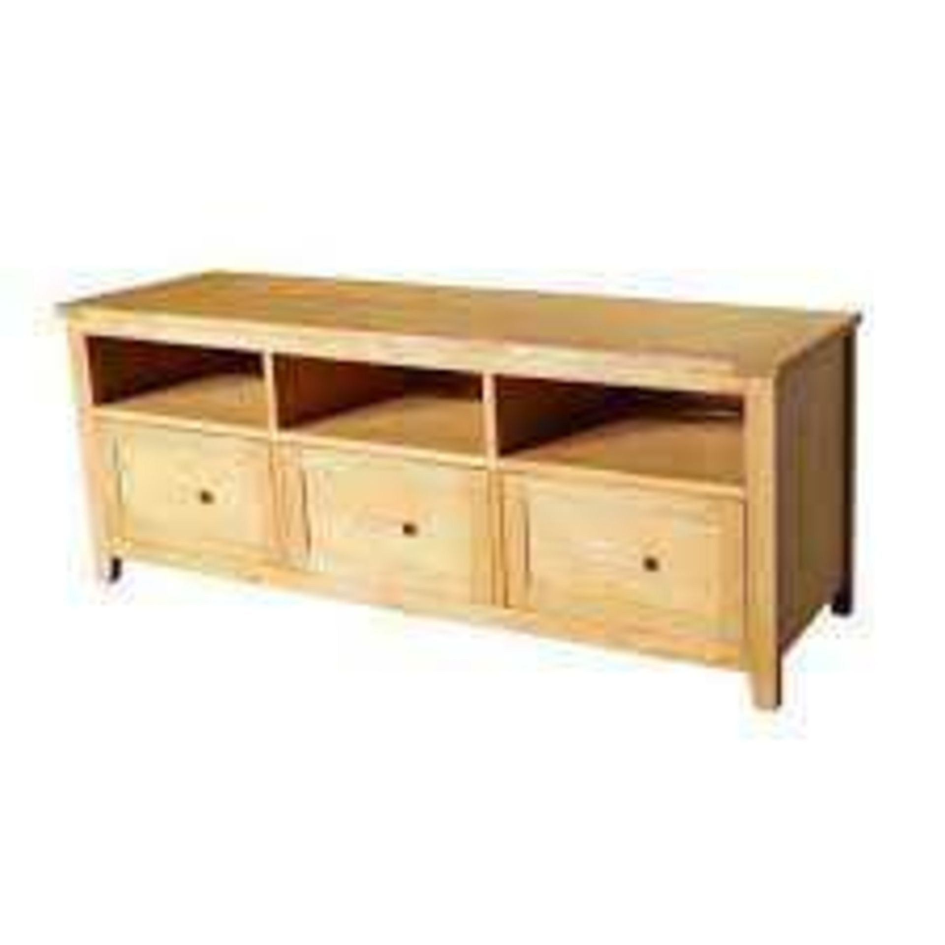 RRP £700 Boxed Brand New Fenton 3 Drawer Oak Tv Stand
