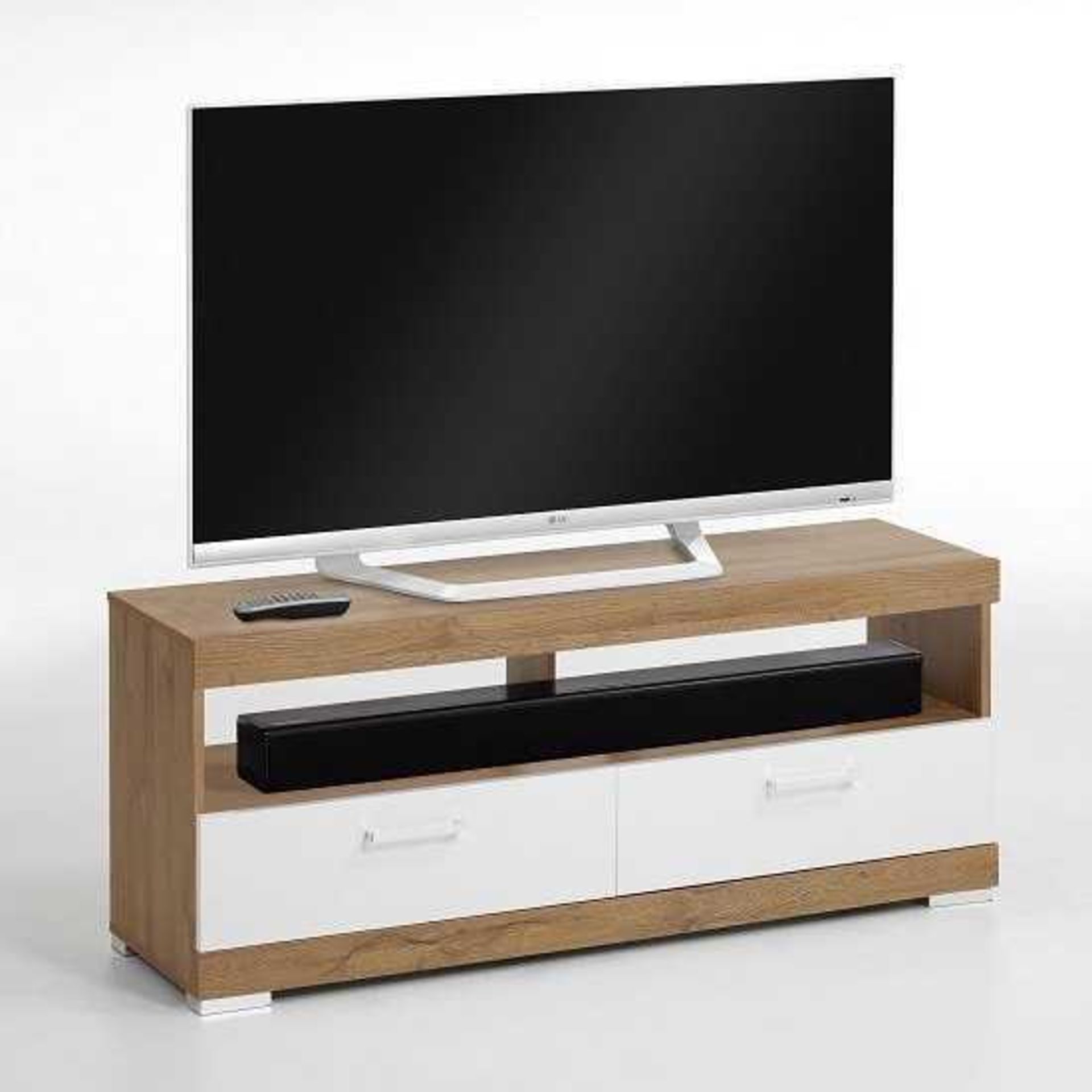 RRP £150 Boxed Holte Wooden Oak Tv Stand