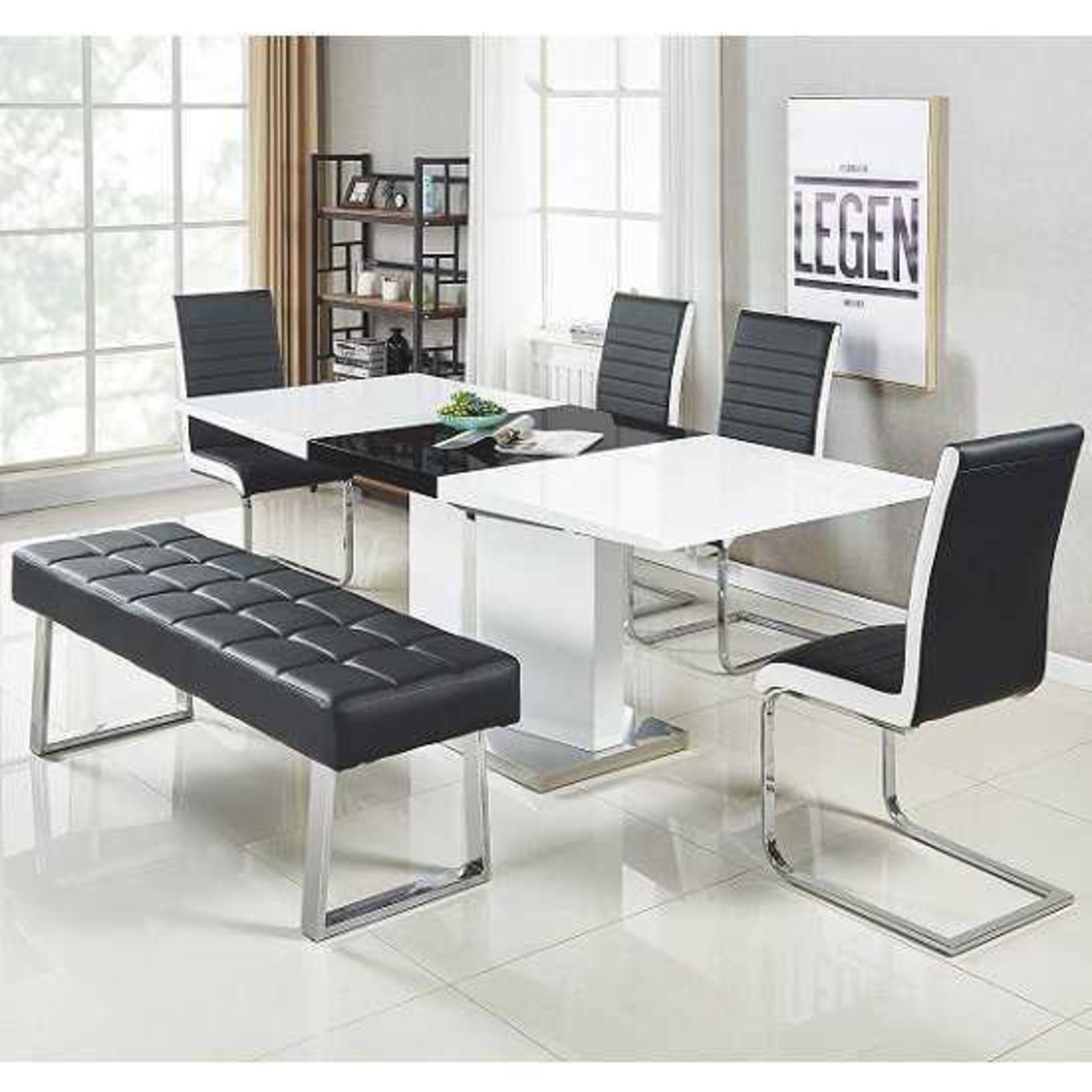 RRP £640 Boxed Furniture In Fashion Belmonte Black 160/220X90X76Cm Large Dining Table