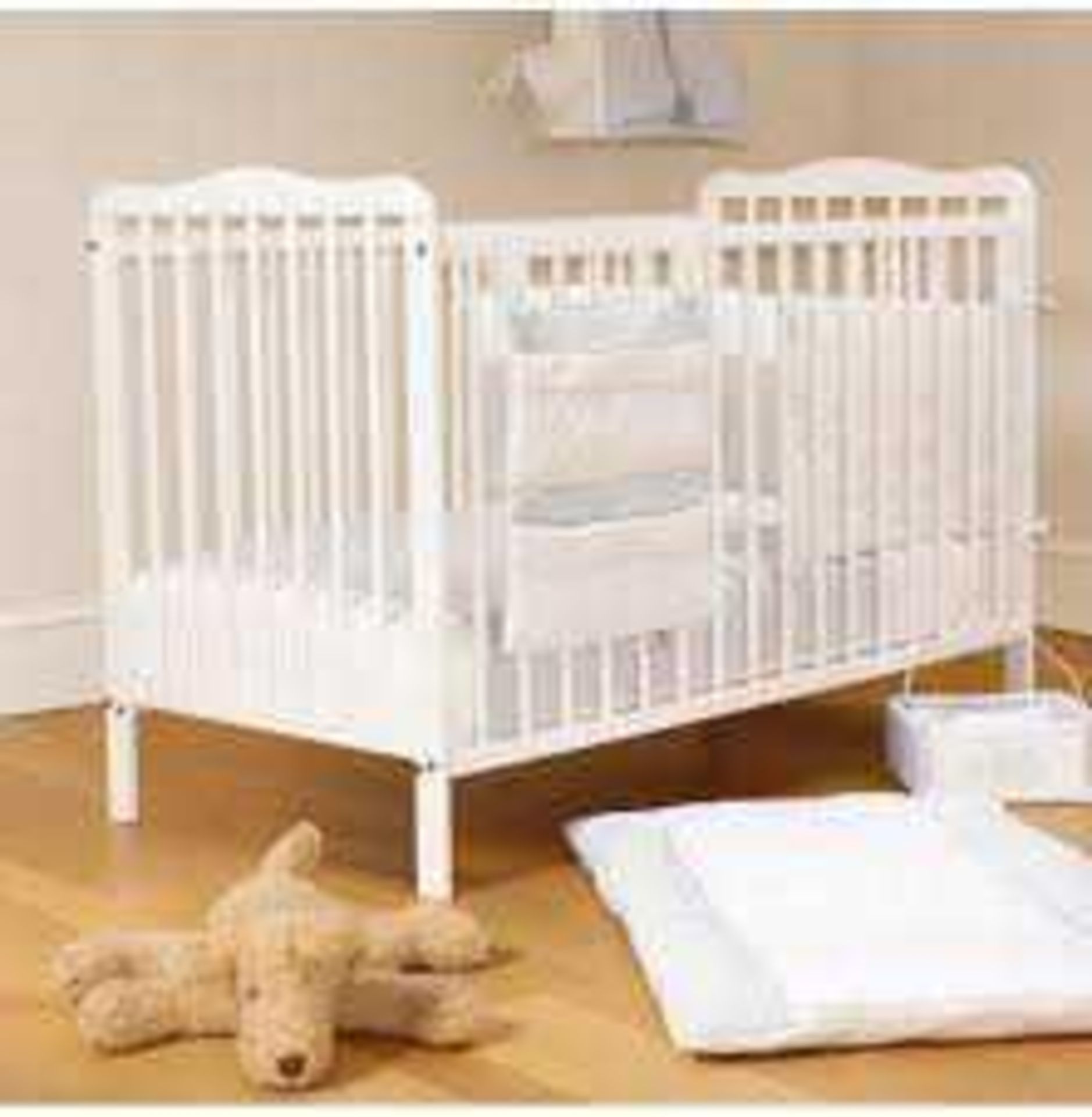 RRP £149 Boxed Abacus Baby Solid White Wooden Cot Bed