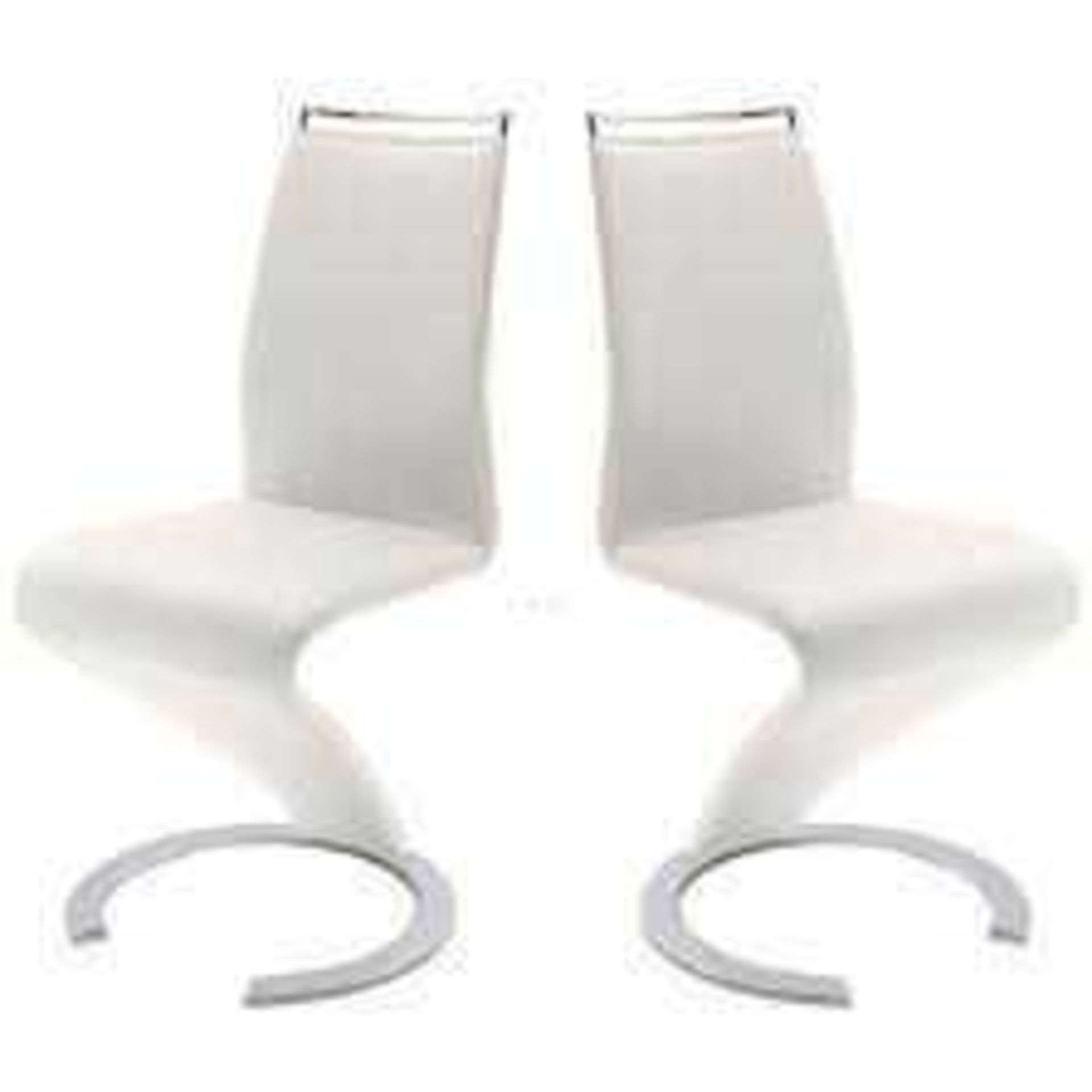 RRP £190 Boxed Furniture In Fashion Pair Of 2 Z Shape White Dining Chairs