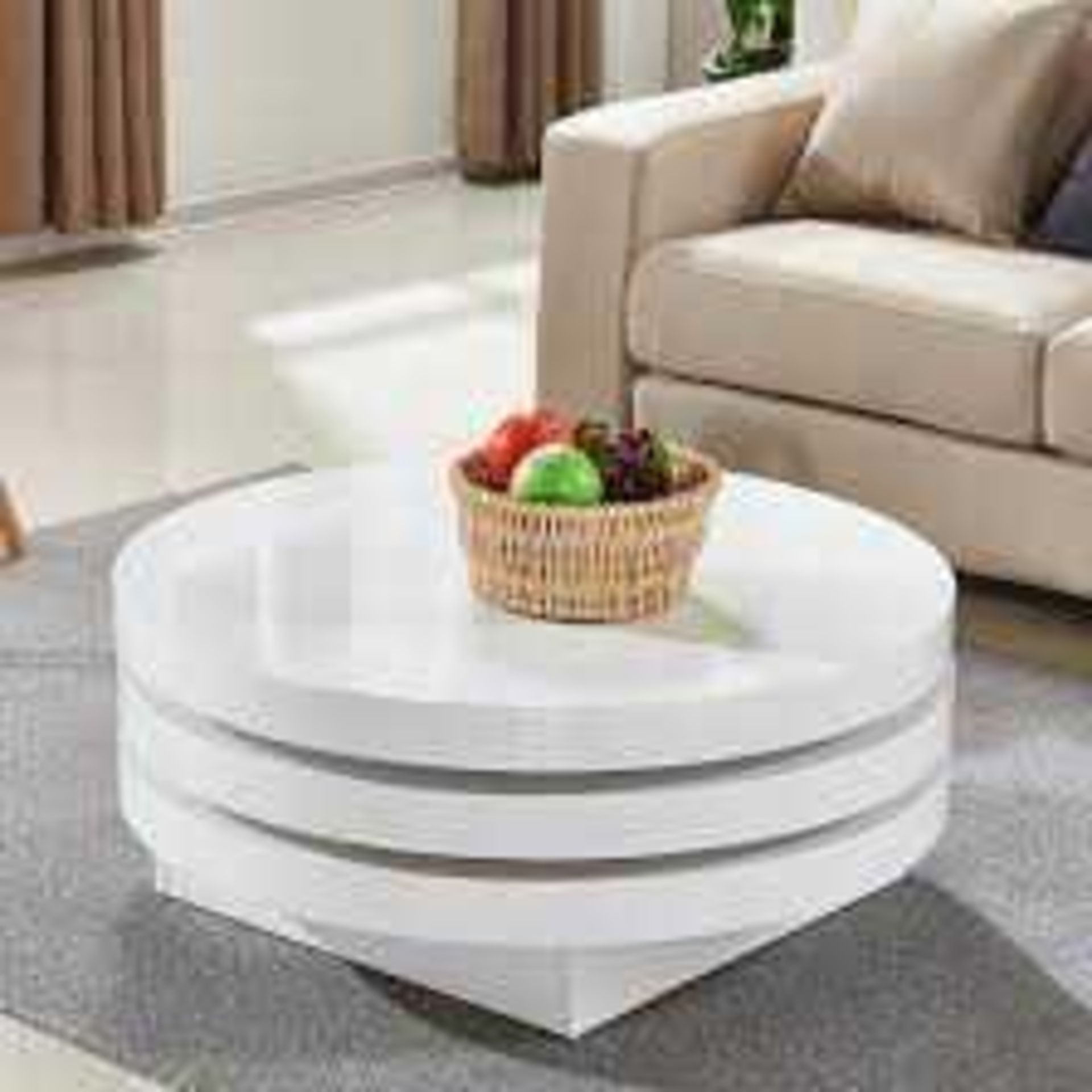 RRP £400 Boxed Furniture In Fashion Triplo Round White High Gloss Coffee Table