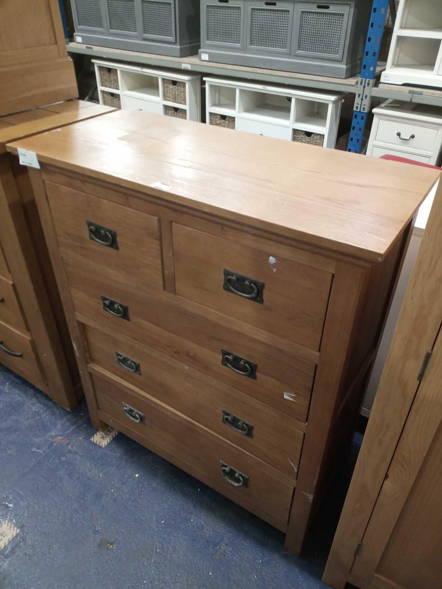 RRP £190 Solid Wooden 5 Drawer Sideboard (In Need Of Attention)