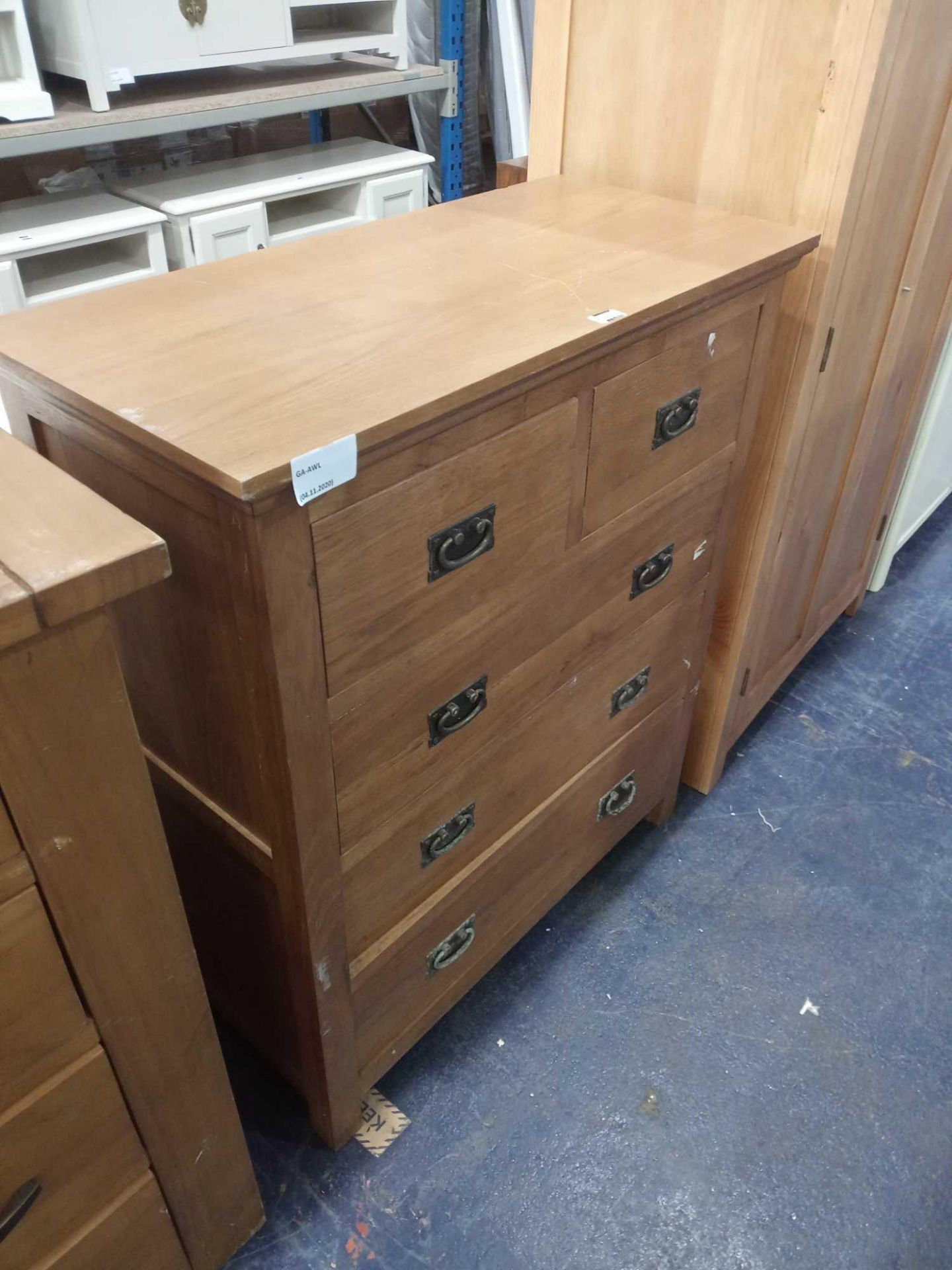 RRP £190 Solid Wooden 5 Drawer Sideboard (In Need Of Attention) - Image 2 of 3