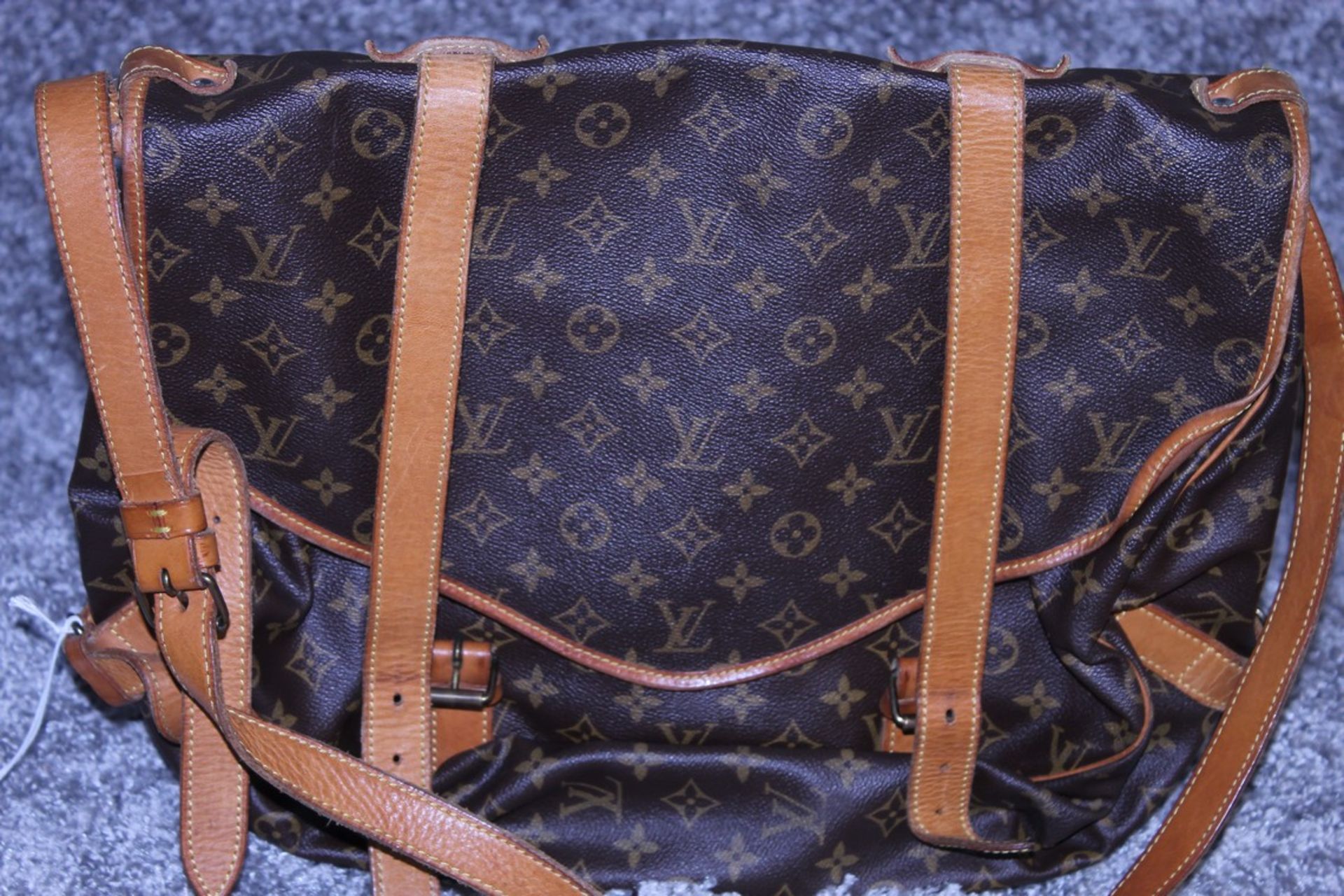 RRP £1,500 Louis Vuitton Saumur Double Strap Shoulder Bag, Brown Monogram Canvas, Vachetta - Image 2 of 3