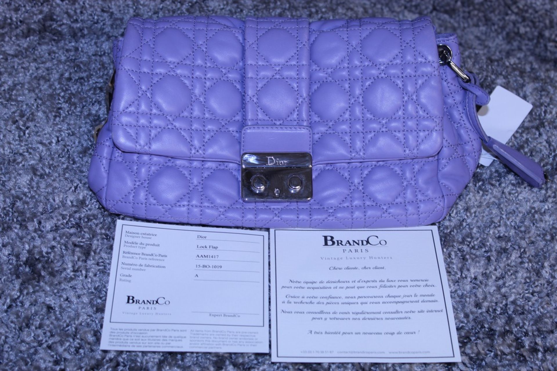 RRP £1,700 Dior Violet Lock Flap Shoulder Bag, Calf Leather, Violet Leather Straps, 24X17X12Cm ( - Image 3 of 3