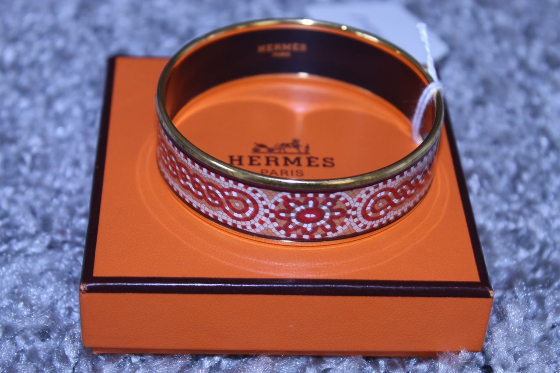 RRP £600 Hermes Enamel Bangle, Tile Art Motif, Red/Orange/Yellow, Diameter 6Cm, Condition Rating Ab, - Image 2 of 3