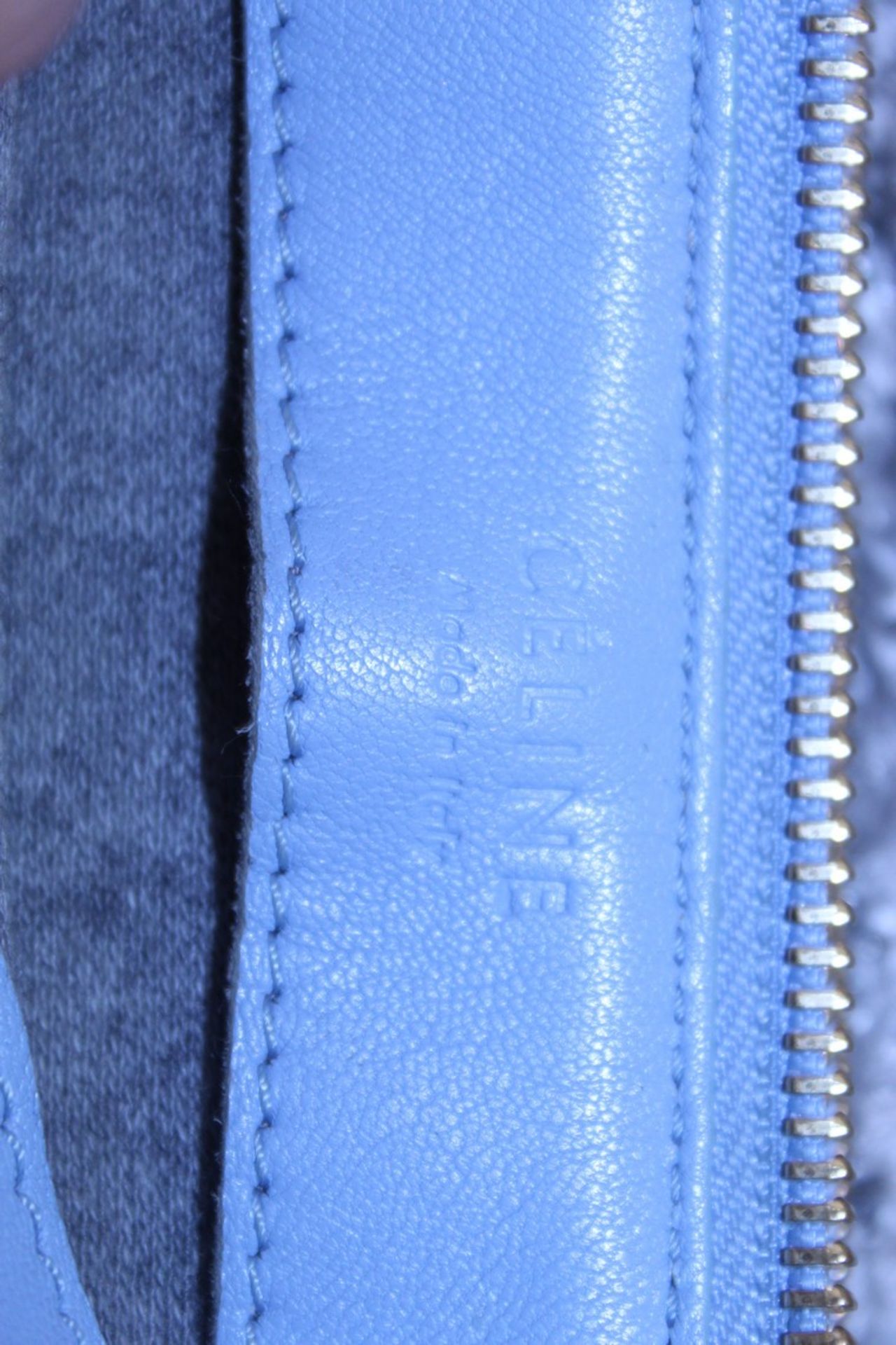 RRP £890 Celine Small Shoulder Bag, Blue Small Grained Claf Leather With Blue Leater Handles. - Image 3 of 3