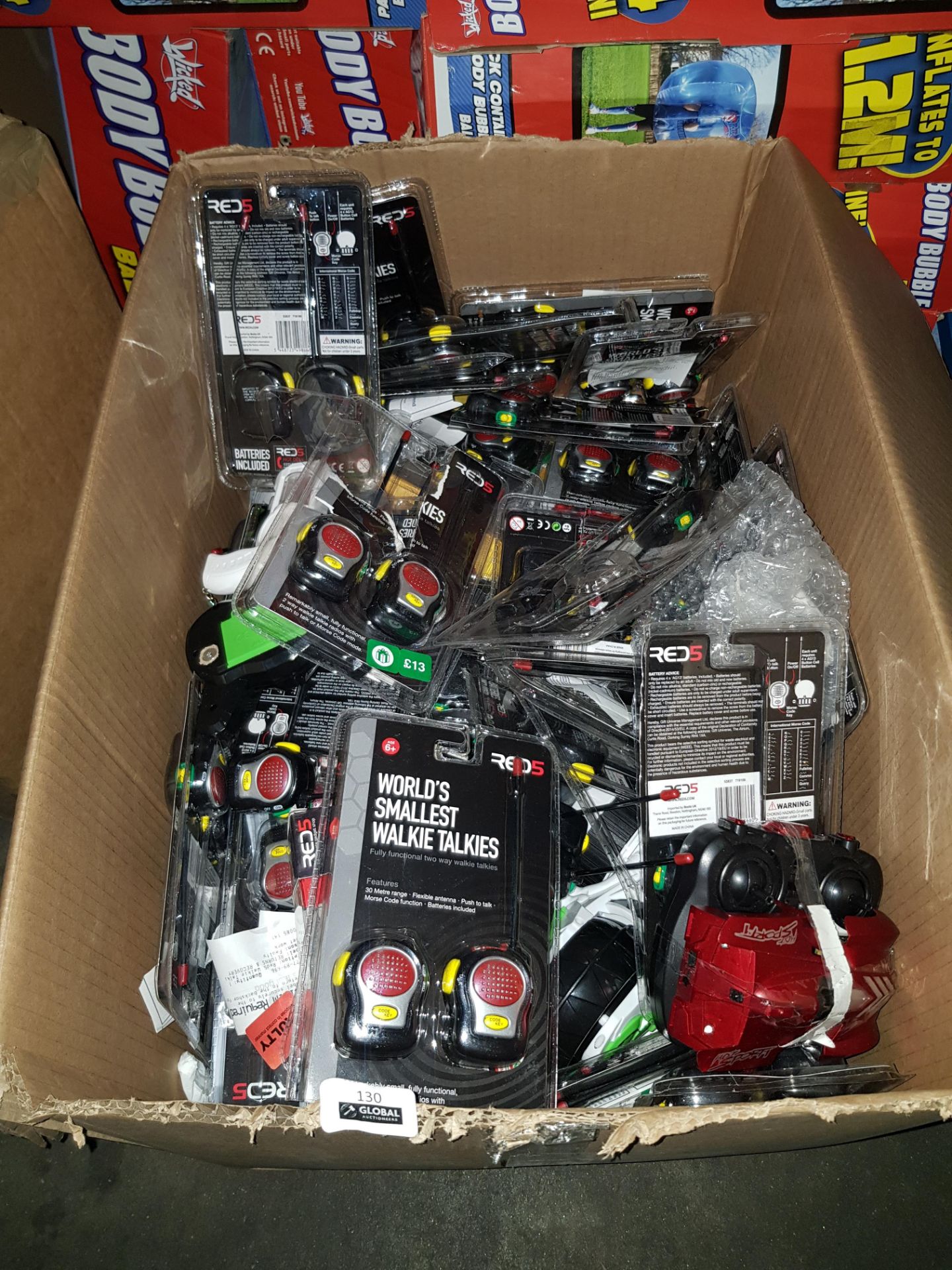 CONTENTS OF BOX – A LARGE QTY OF WORLD’S SMALLEST WALKIE TALKIES HAVE RTM STICKER)