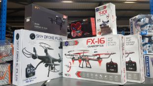 6 ITEMS – 2 X RED5 FX-16 QUADCOPTER, 1 X RED5 SKY DRONE PLUS, 1 X HUBSAN H107P HUBSAN X4 PLUS DRONE,